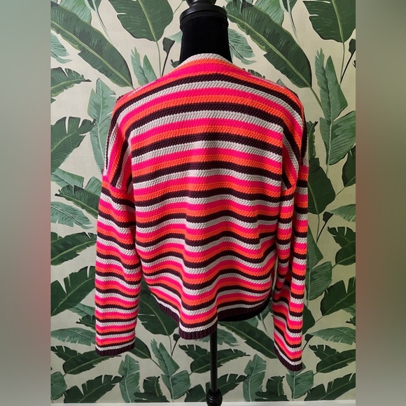 Lisa Todd Pop Cardi Neon Striped Cardigan Sweater M - Picture 8 of 9